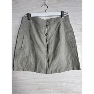 Altar'd State Cotton &linen Skirt W Pockets Button Down Front Sz Large